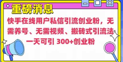 快手最新引流创业粉方法，无需养号、无需视频、搬砖式引流法【揭秘】-928网创