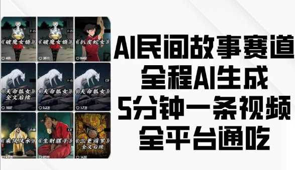 AI民间故事赛道，全程AI生成5分钟一条视频，全平台通吃-928网创