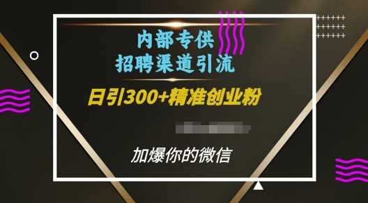 内部招聘渠道日引流300+创业粉，加爆你的微信【揭秘】-928网创