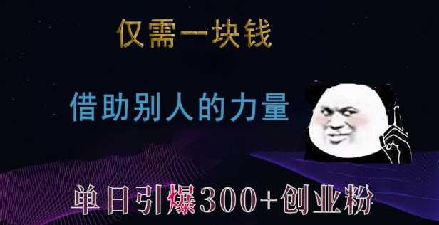 仅需一块钱，借助别人的力量，单日引爆300+创业粉、兼职粉【揭秘】-928网创