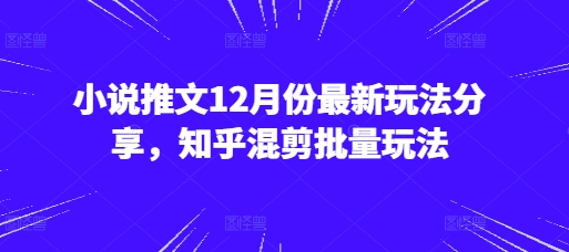 小说推文12月份最新玩法分享，知乎混剪批量玩法-928网创