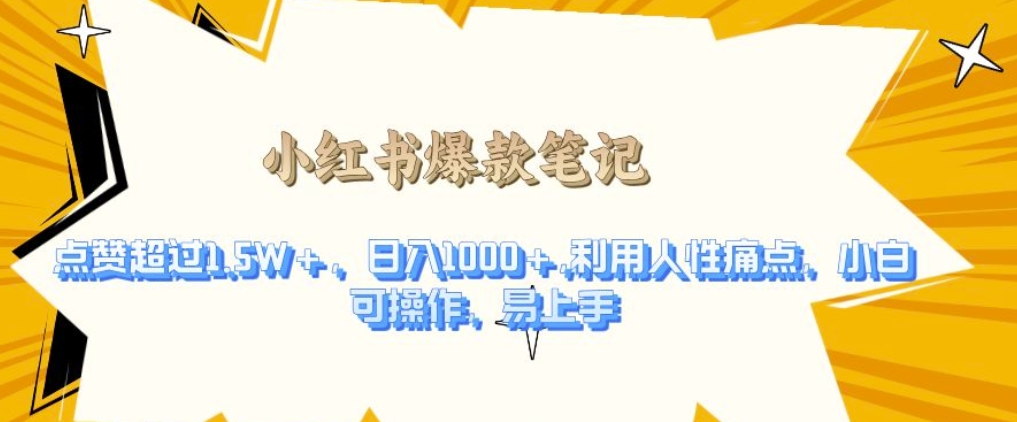 利用人性的痛点，打造爆款笔记，获得点赞超过1.5W+，日入1k【揭秘】-928网创