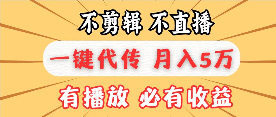 （13555期）不剪辑不直播，一键代发，月入5万懒人必备，我出视频你来发-928网创