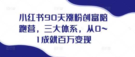 小红书90天涨粉创富陪跑营，​三大体系，从0~1成就百万变现，做小红书的最后一站-928网创