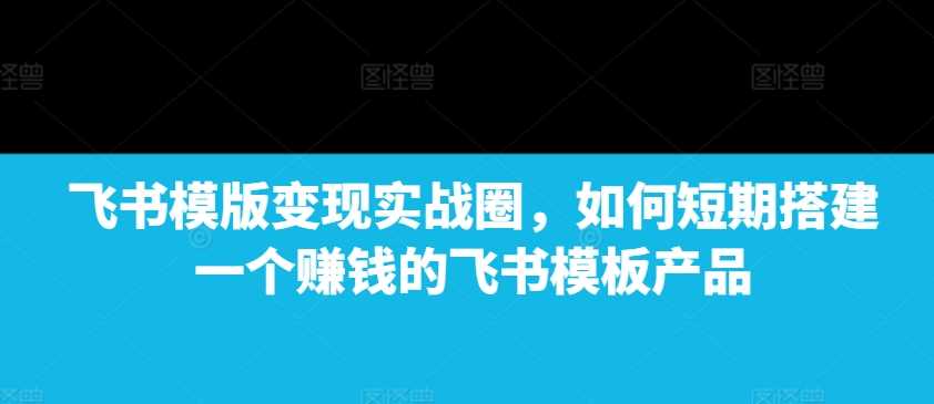 飞书模版变现实战圈，如何短期搭建一个赚钱的飞书模板产品-928网创