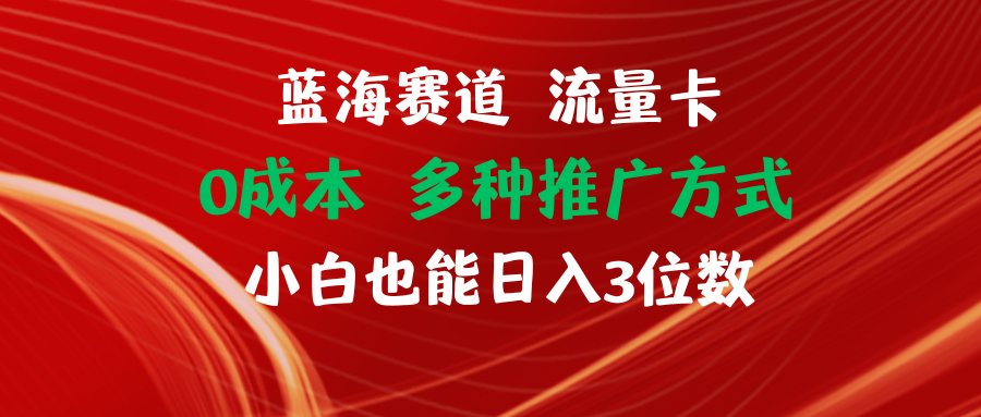 【站长实操】蓝海赛道 流量卡 0成本 小白也能日入三位数-928网创