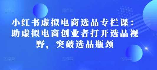 小红书虚拟电商选品专栏课：助虚拟电商创业者打开选品视野，突破选品瓶颈-928网创