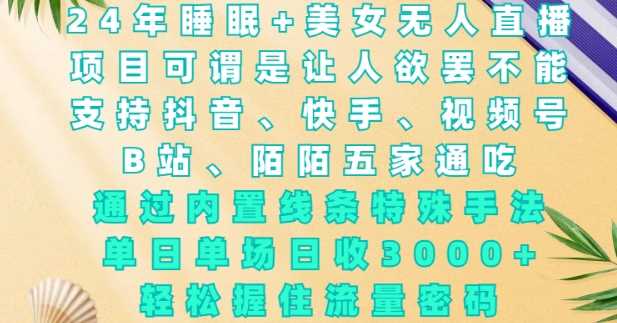 2024年睡眠+美女无人直播，通过内置线条特殊手法，单场日收3k+，轻松握住流量密码【揭秘】-928网创