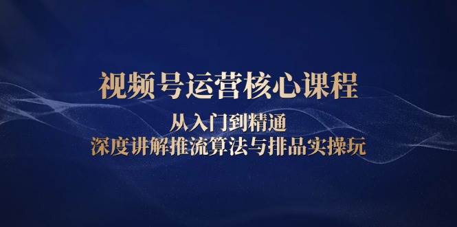视频号运营核心课程，从入门到精通，深度讲解推流算法与排品实操玩-928网创