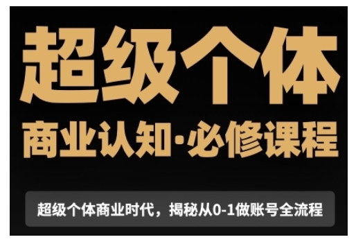 超级个体商业认知觉醒视频课，商业认知·必修课程揭秘从0-1账号全流程-928网创