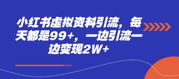 小红书虚拟资料引流，每天都是99+，一边引流一边变现2W+-928网创