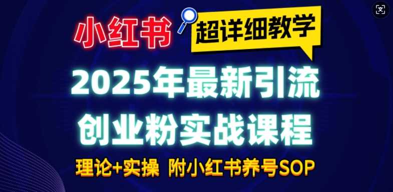 2025年最新小红书引流创业粉实战课程【超详细教学】小白轻松上手，月入1W+，附小红书养号SOP-928网创