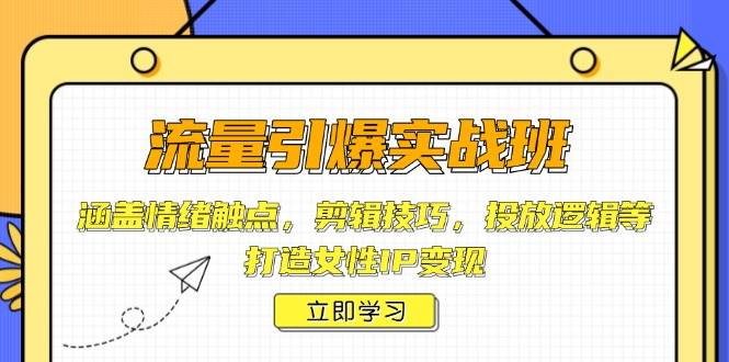 （14008期）流量引爆实战班，涵盖情绪触点，剪辑技巧，投放逻辑等，打造女性IP变现-928网创