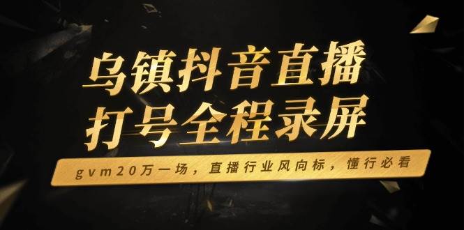 （14014期）乌镇抖音直播打号全程录屏，gvm20万一场，直播行业风向标，懂行必看-928网创