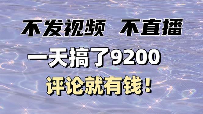 （14018期）不发作品不直播，评论就有钱，一条最高10块，一天搞了9200-928网创