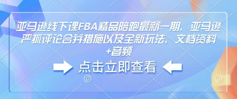亚马逊线下课FBA精品陪跑最新一期，亚马逊严抓评论合并措施以及全新玩法，文档资料+音频-928网创