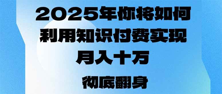 （14061期）2025年，你将如何利用知识付费实现月入十万，甚至年入百万？-928网创