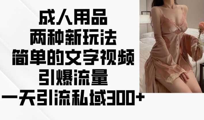成人用品两种新玩法，简单的文字视频引爆流量，一天引流私域300+-928网创
