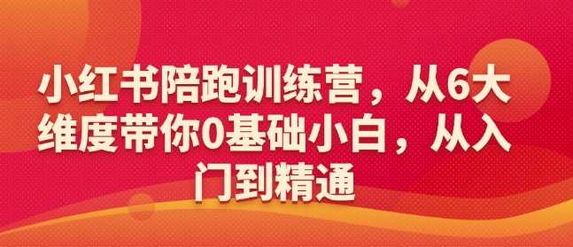 小红书陪跑训练营，从6大维度带你0基础小白，从入门到精通-928网创
