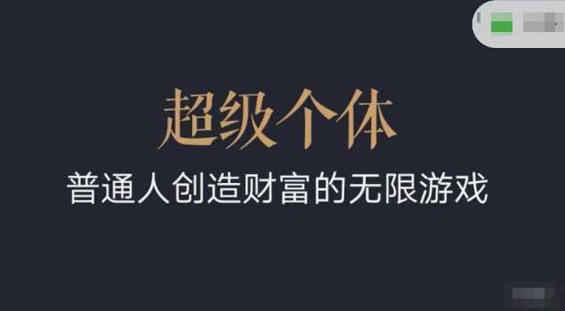 超级个体2024-2025翻盘指南，普通人创造财富的无限游戏-928网创