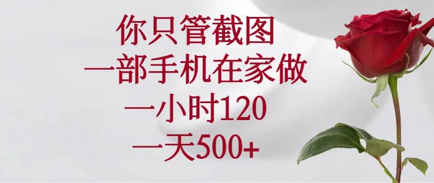 （14248期）你只管截图，一部手机在家做，一小时120，一天500+-928网创