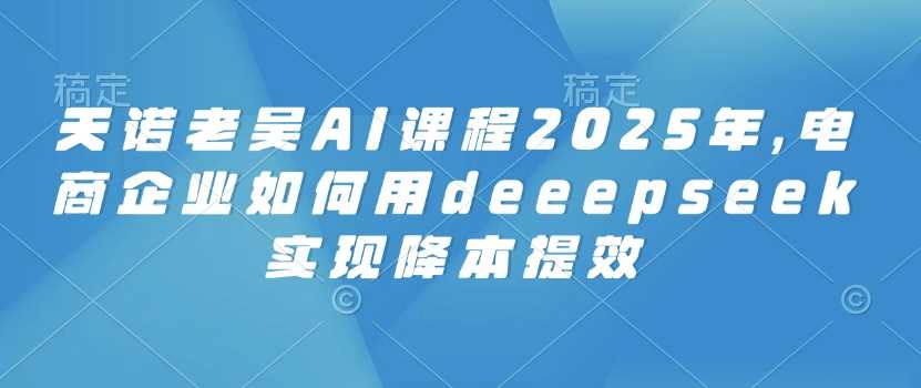 天诺老吴AI课程2025年，电商企业如何用deeepseek实现降本提效-928网创
