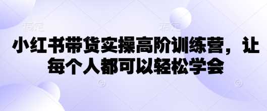 小红书带货实操高阶训练营，让每个人都可以轻松学会-928网创