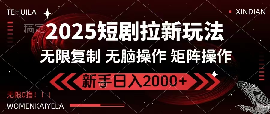 （14429期）2025短剧拉新玩法，无需注册登录，无限0撸，无脑批量操作日入2000+-928网创