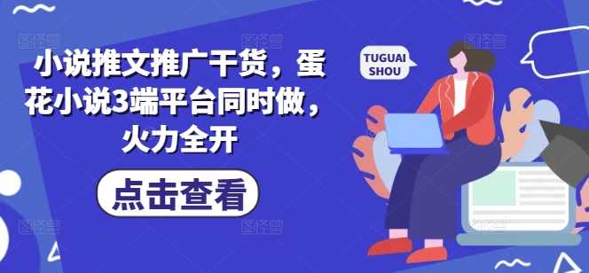 小说推文推广干货，蛋花小说3端平台同时做，火力全开-928网创